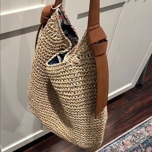 Sun And Sand NWT Woven and Leather Tan Hobos Bag Size OS
